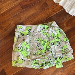 Diane von Furstenberg Neon Green and Silver Abstract Skirt